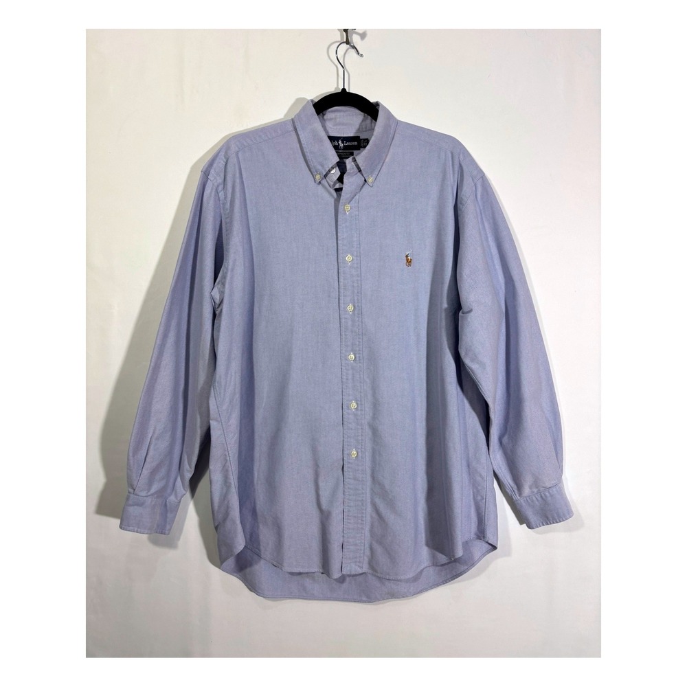 Timeless Classic Preppy Ralph Lauren Yarmouth Oxford Shirt Mens 16.5 34/35 Blue